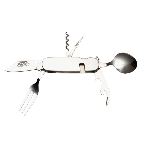 Pacific Cutlery | Scout S/S Combo Tool w/Bottle-Opener Corkscrew Fork Knife Spoon Reamer Lanyard Ring