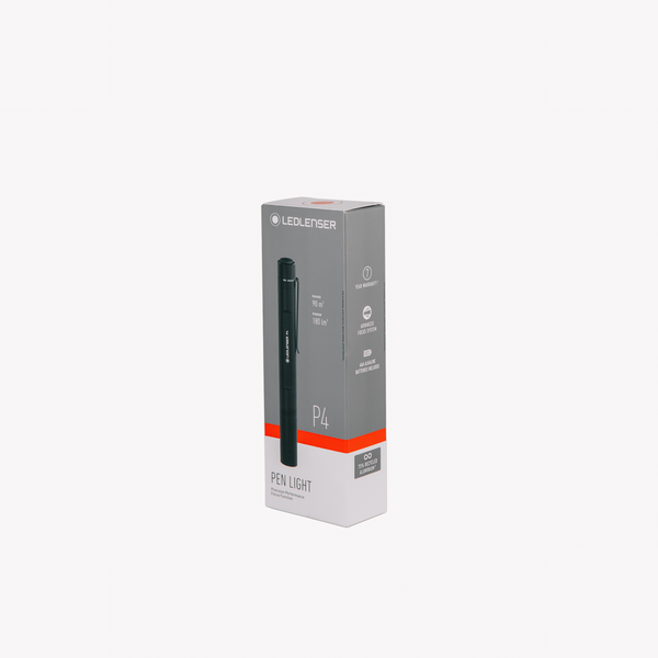 Ledlenser | P4 Flashlight 180lm 90m 23h 2xAAA Battery IP54 w/Pocket Clip
